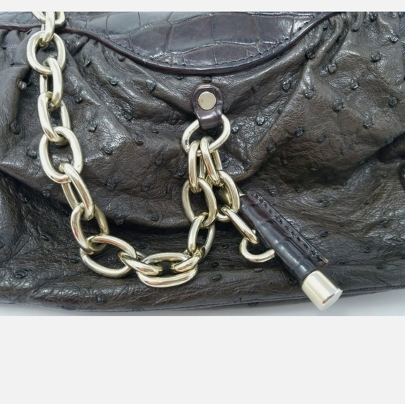 100% AUTHENTIC BALLY Brown Ostrich Leather Handbag - Limited Edition - Picture 10 of 12